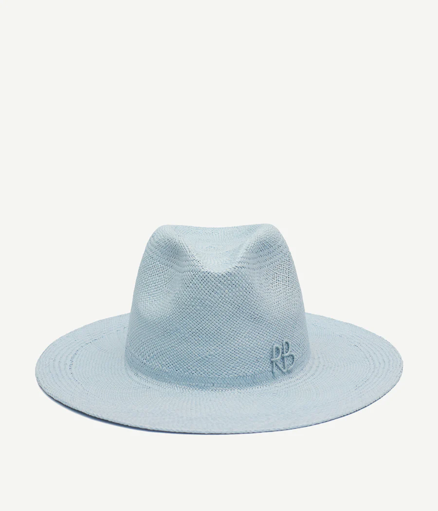 FEDORA HAT IN BLUE STRAW